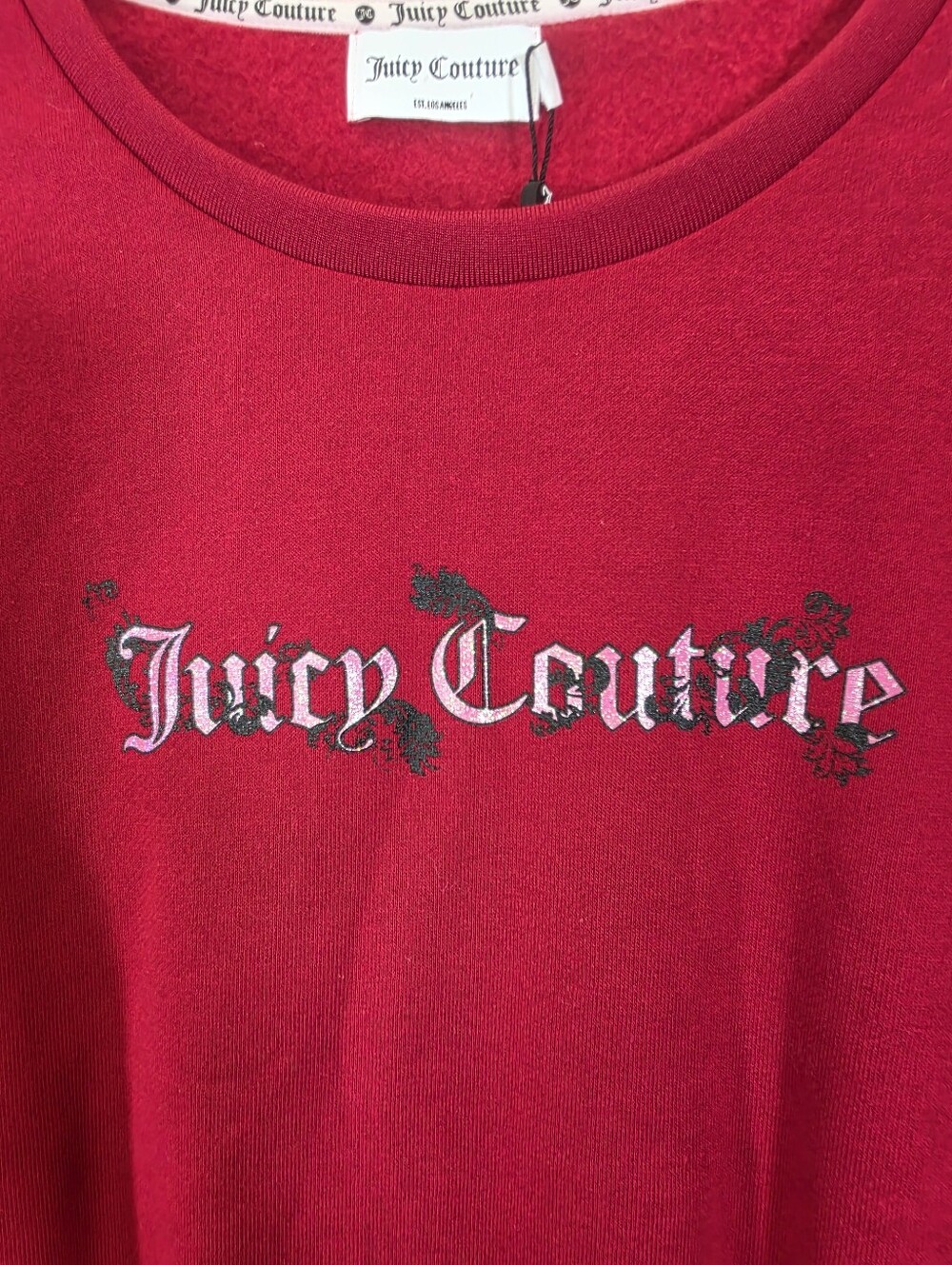 NWT Juicy Couture Coco Red Gothic Logo Cropped Sweatshirt 3X - Picture 2 of 10